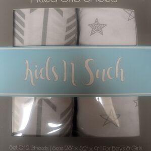 White And Gray Crib Sheets (2pack)